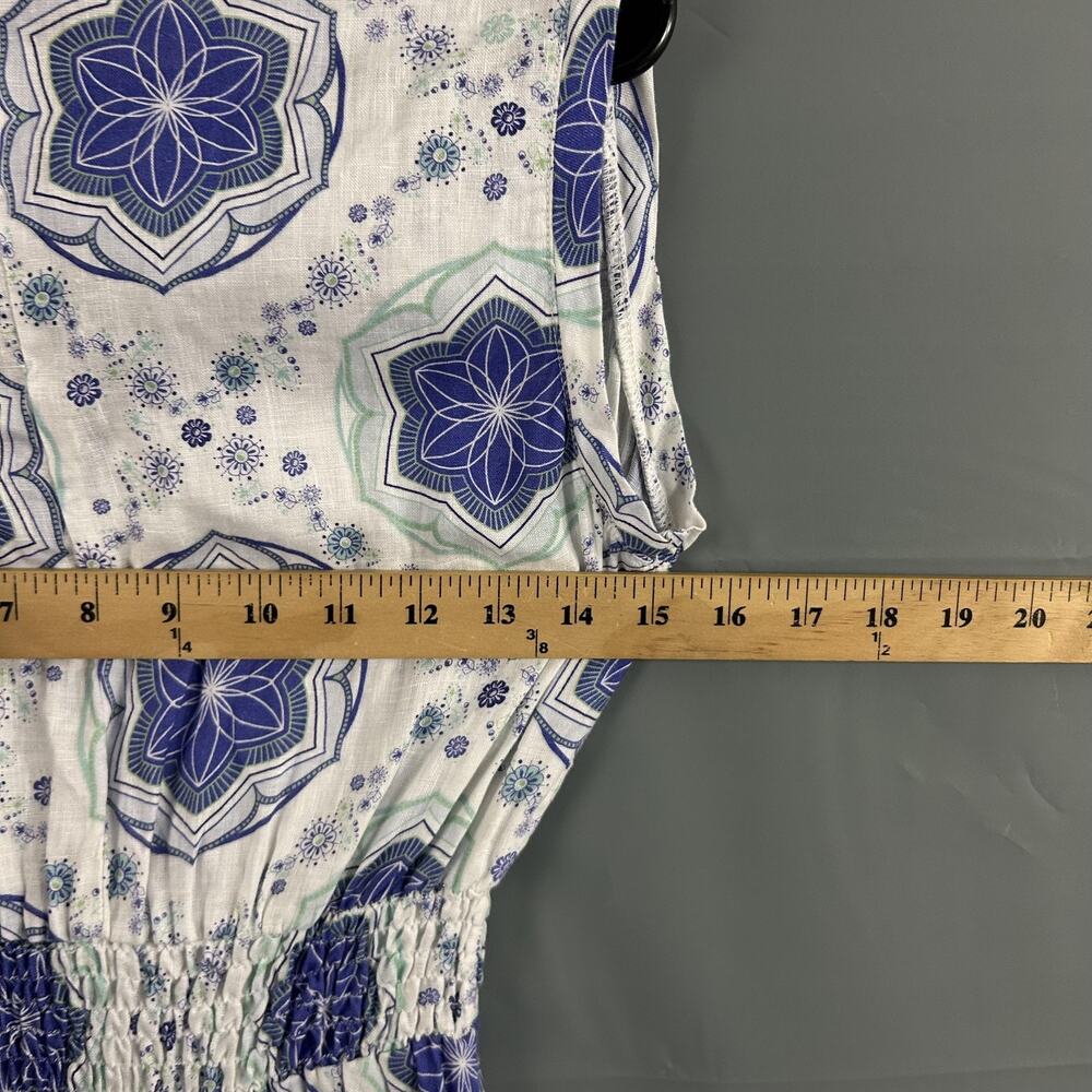 Temptation Positano Dress XS Ieranto Linen Maxi Blue Floral Boho Sundress Italy - Picture 12 of 13